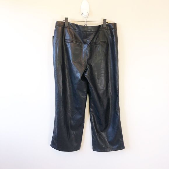 Bagatelle Wide Leg High Waisted Cropped Faux Leather Trouser Black XL NWT’s - Picture 3 of 13